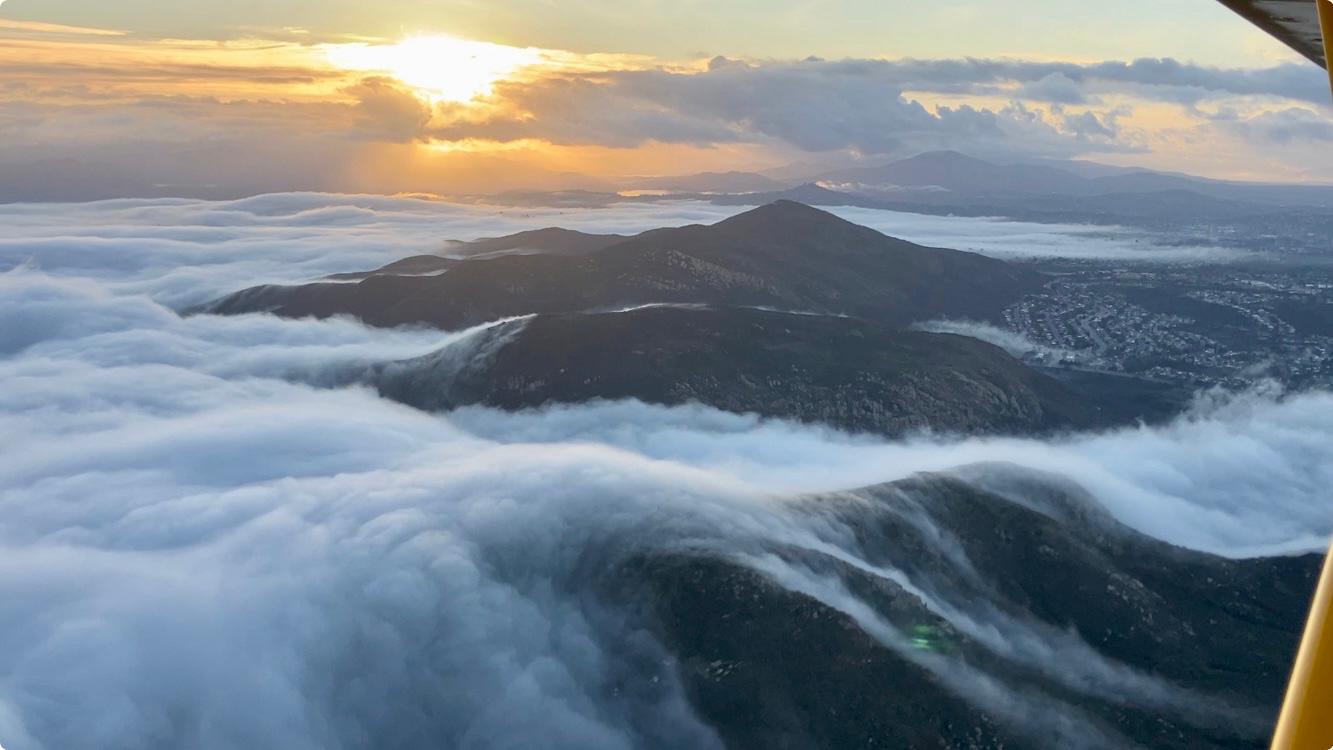 Aircraft above cloud blankets